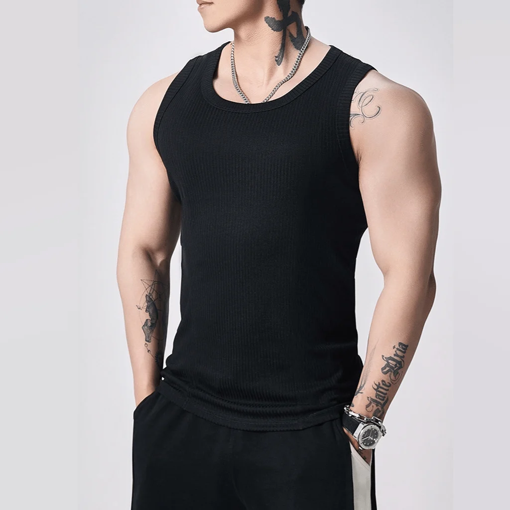 🔥Men's  Wide Strap Ribbed Tank Top---Enjoy 42% discount on the three‑pack with free delivery.