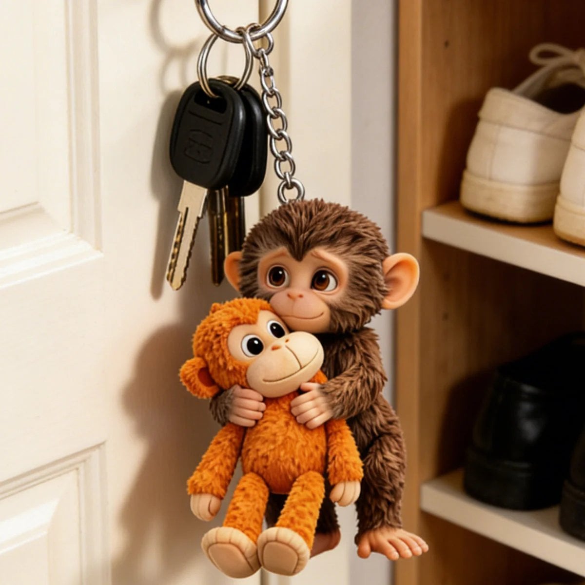 🐵3D Viral Punch Monkey Keychain 💕- Emotional Gift for Animal Lovers, Family, Friends, Loved Ones🎁