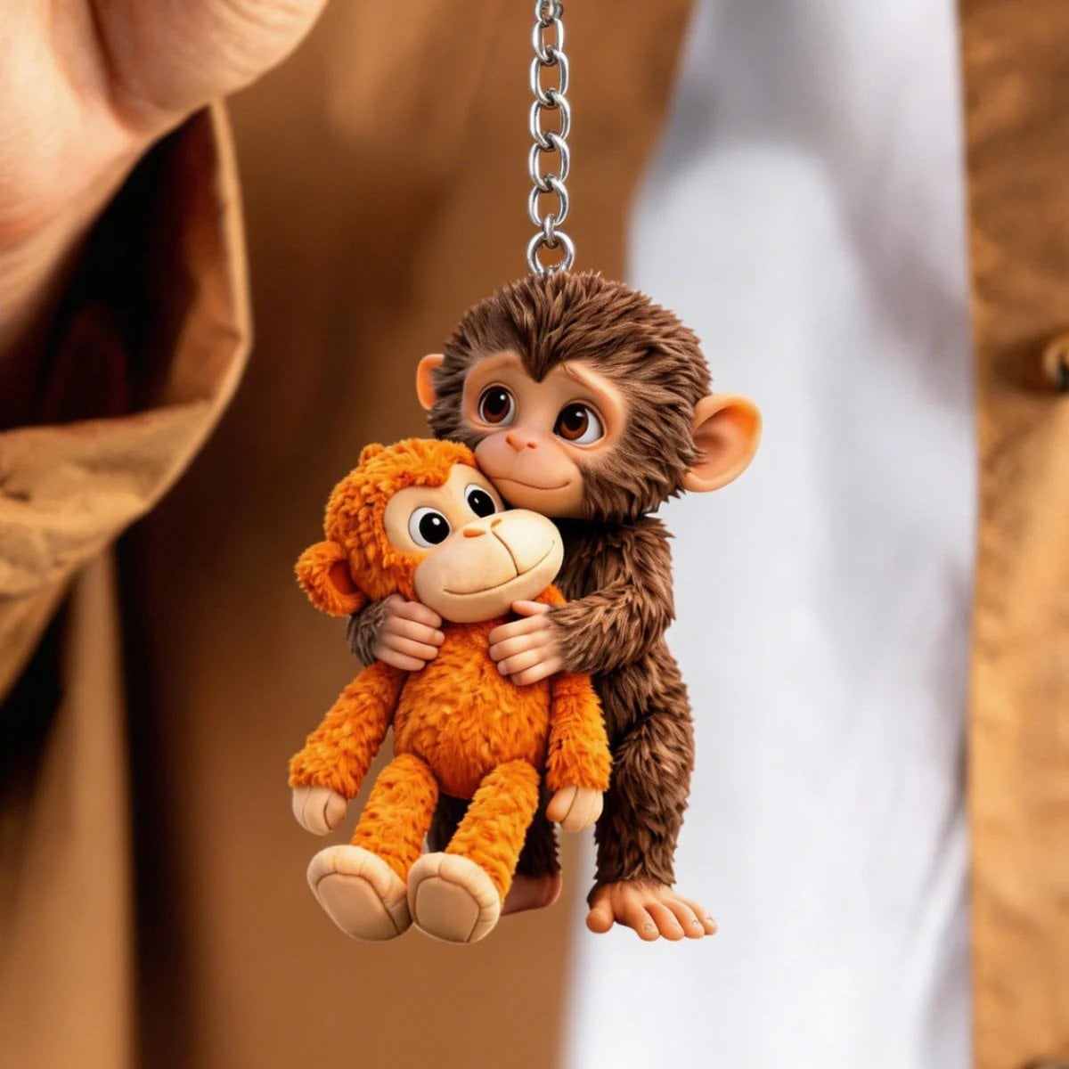 🐵3D Viral Punch Monkey Keychain 💕- Emotional Gift for Animal Lovers, Family, Friends, Loved Ones🎁