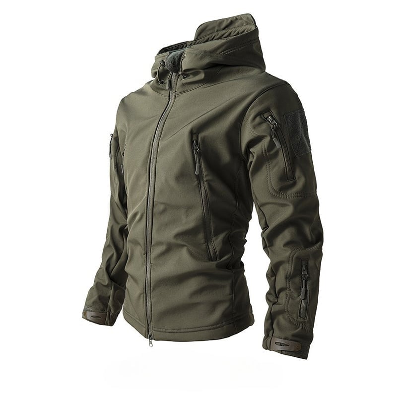 Men's Outdoor Fleece-Lined Softshell Jacket - Windproof, Waterproof & Breathable All-in-One Hiking Coat