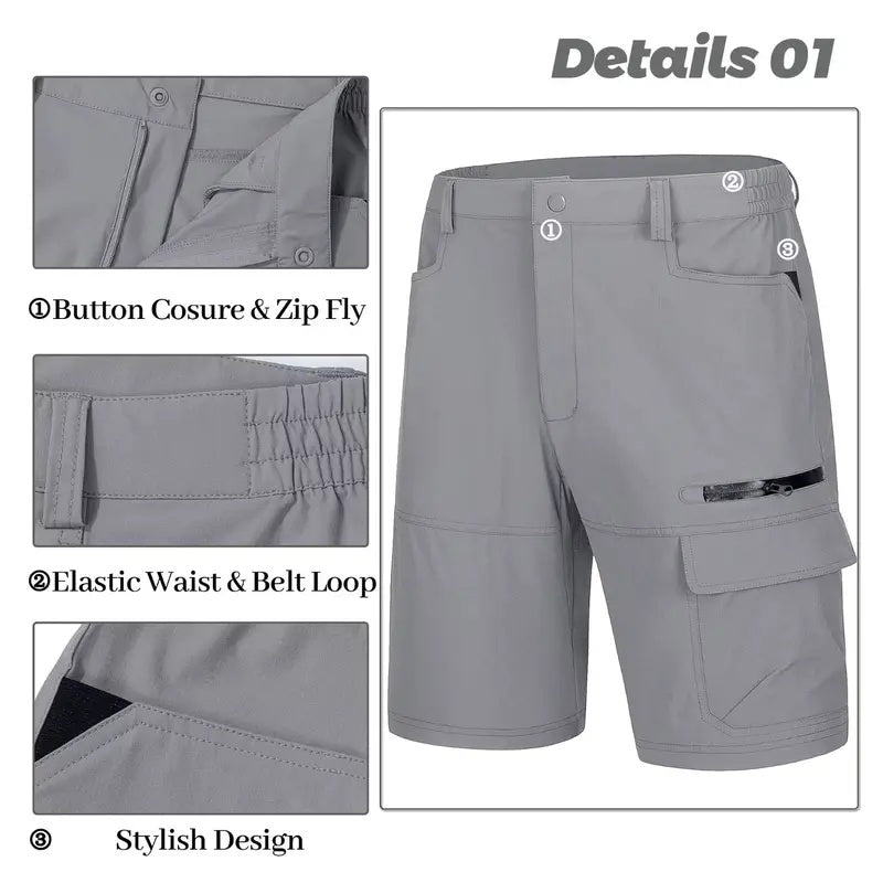 Men‘s Hiking Cargo Shorts | Quick Dry Lightweight Waterproof | 5 Pockets for Outdoor Work & Golf