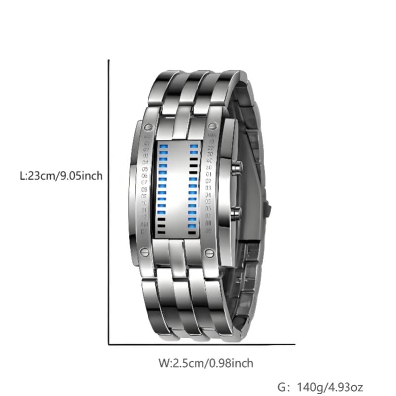 Cyberpunk Binary LED Watch – “Only Geeks Get It” – Futuristic, unique & eye-catching with blue LED display---Buy 2, get free delivery