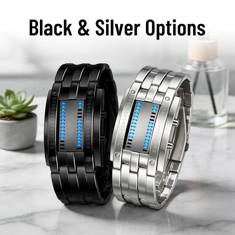 Cyberpunk Binary LED Watch – “Only Geeks Get It” – Futuristic, unique & eye-catching with blue LED display---Buy 2, get free delivery