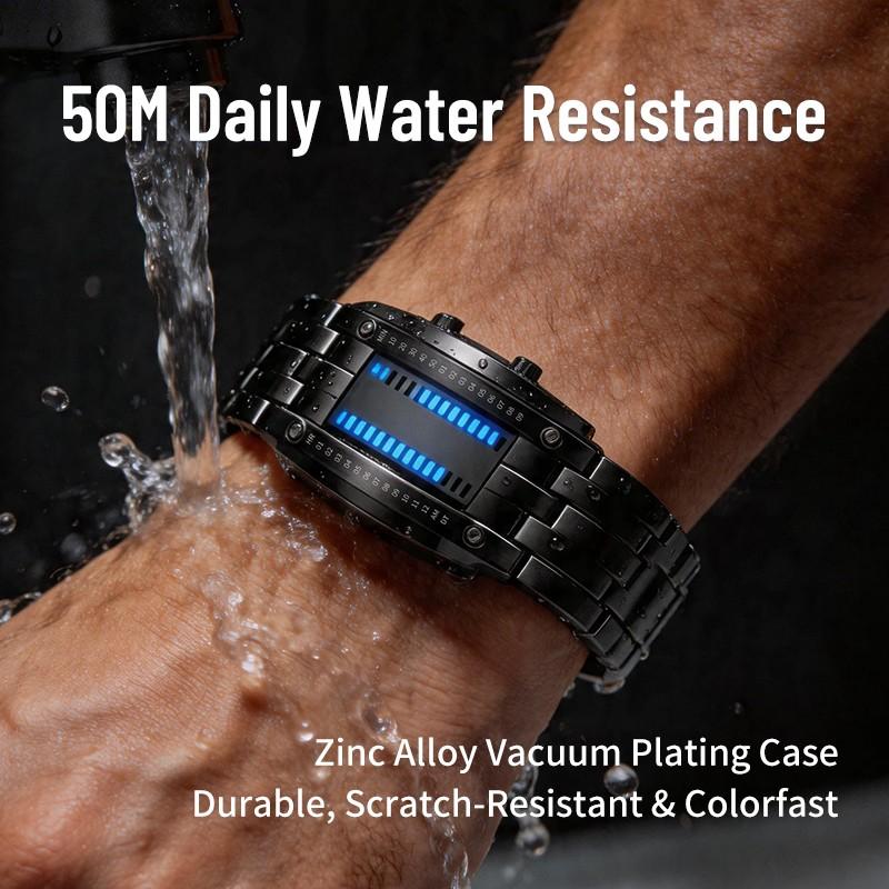 Cyberpunk Binary LED Watch – “Only Geeks Get It” – Futuristic, unique & eye-catching with blue LED display---Buy 2, get free delivery