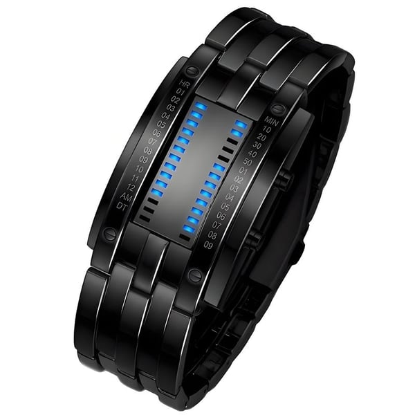 Cyberpunk Binary LED Watch – “Only Geeks Get It” – Futuristic, unique & eye-catching with blue LED display---Buy 2, get free delivery