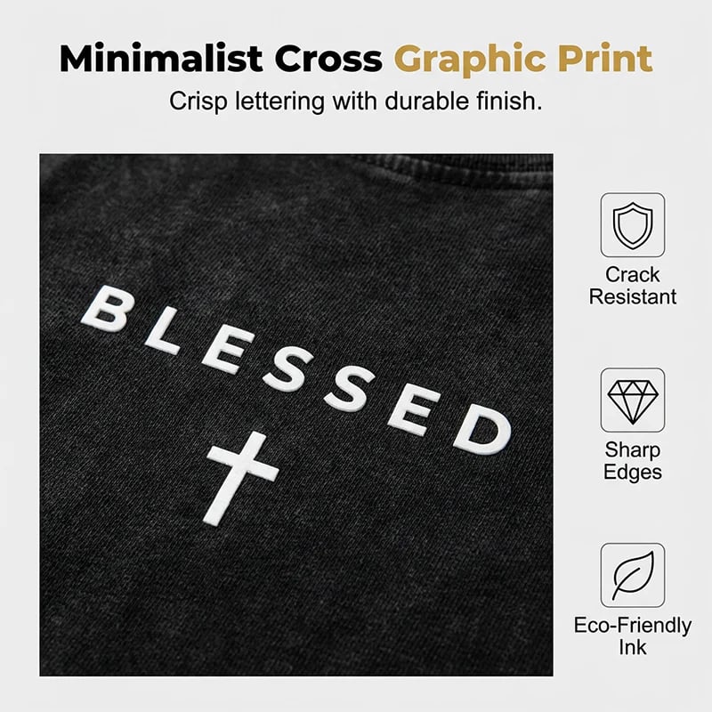✝️ Men‘s Vintage Cross & Letter Print T-Shirt – Soft Washed Cotton---Buy 4 Get Extra 40% Off & Free Shipping