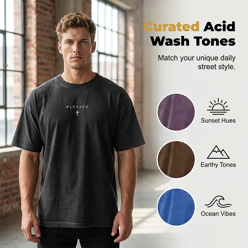 ✝️ Men‘s Vintage Cross & Letter Print T-Shirt – Soft Washed Cotton---Buy 4 Get Extra 40% Off & Free Shipping