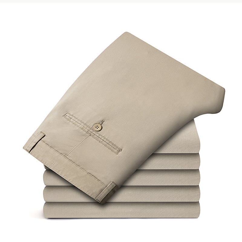 Men's Daily Straight-Fit Trousers: Soft Cotton-Blend Comfort Pants for Business & Leisure