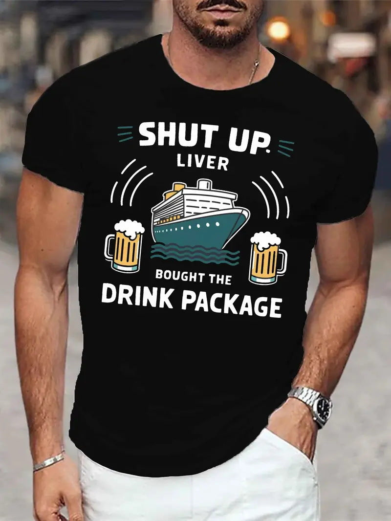 🔥LAST DAY 50% OFF---Men‘s Regular Fit Letter Graphic Tee | 100% Cotton Crewneck T-Shirt for Summer Daily Wear