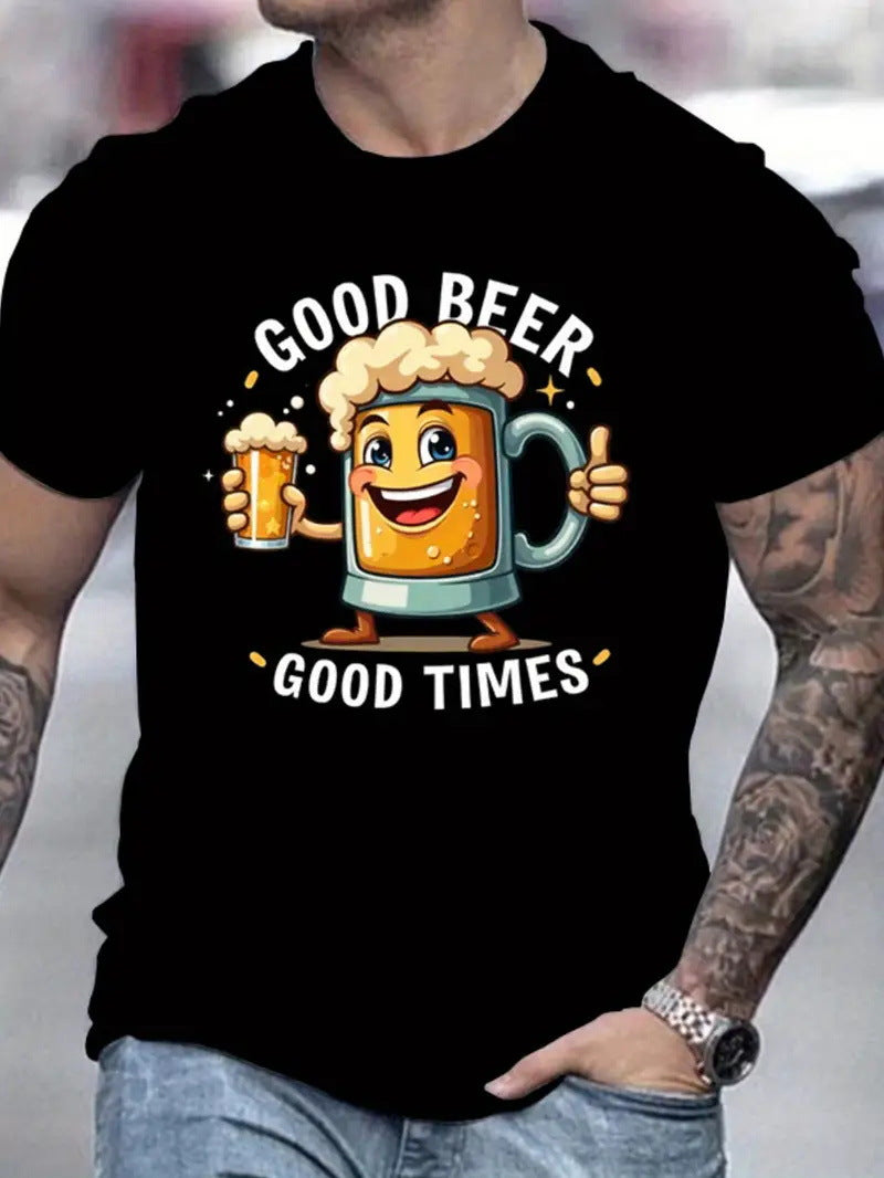 🔥LAST DAY 50% OFF---Men‘s Regular Fit Letter Graphic Tee | 100% Cotton Crewneck T-Shirt for Summer Daily Wear