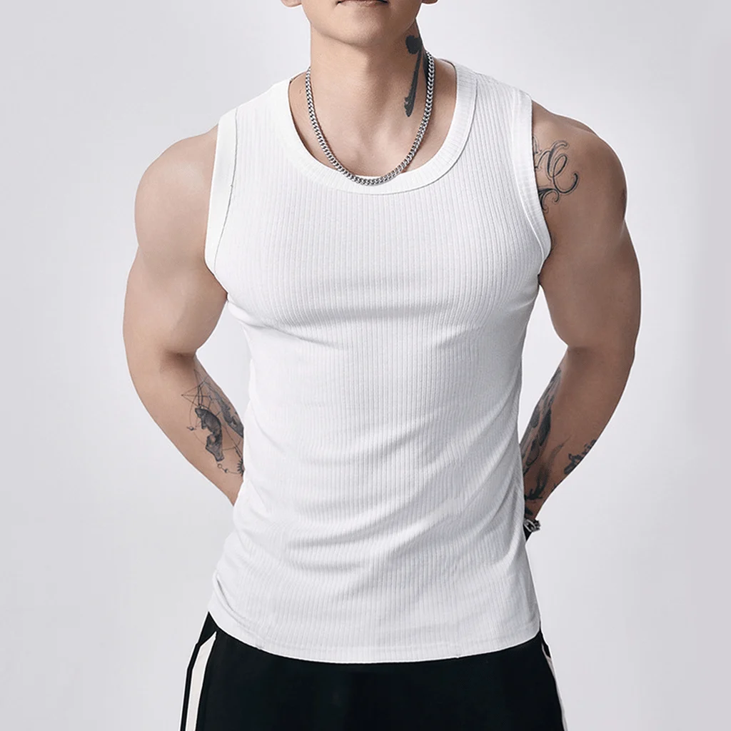 🔥Men's  Wide Strap Ribbed Tank Top---Enjoy 42% discount on the three‑pack with free delivery.